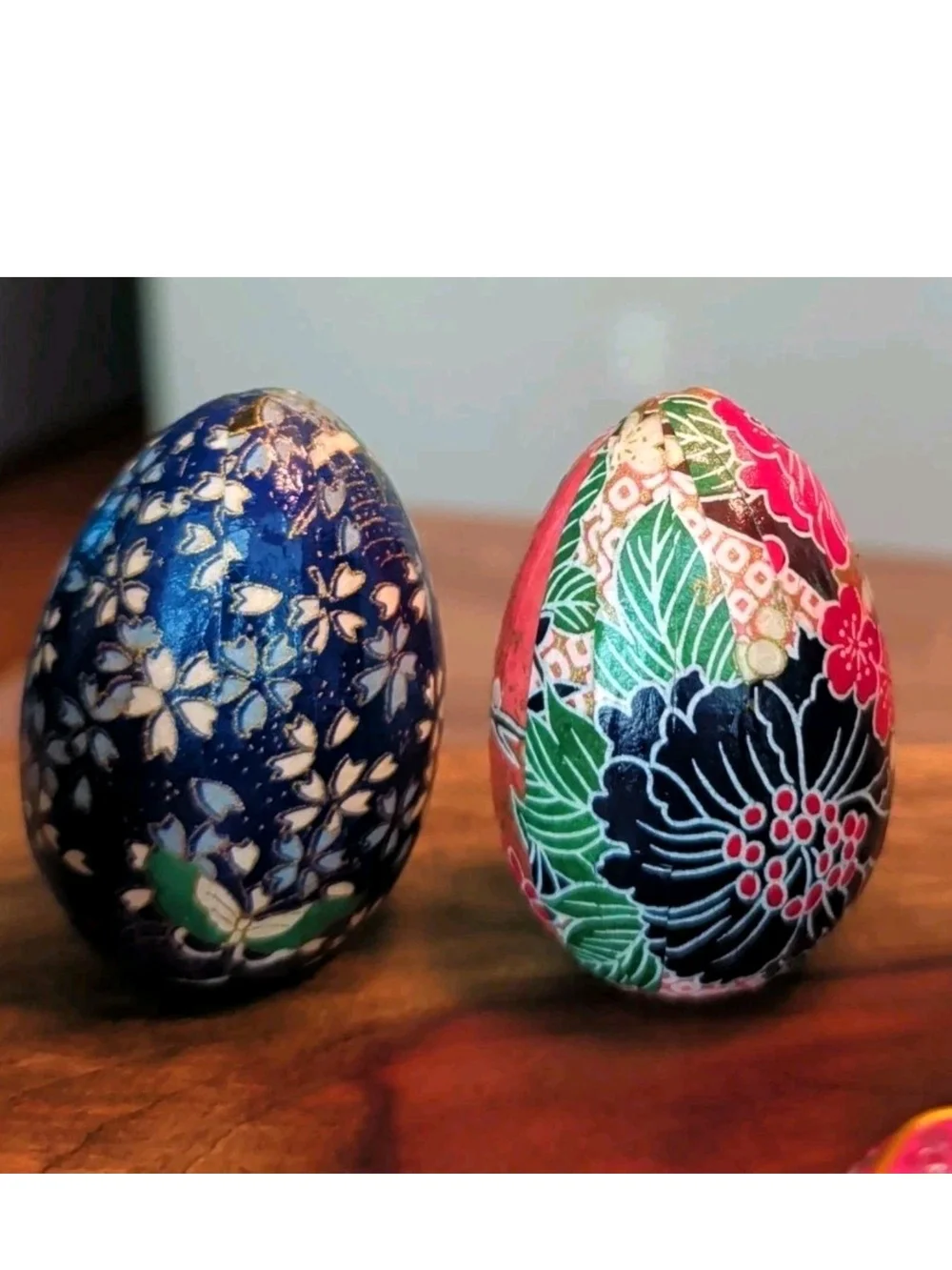 Decorative Floral Patterned Russian Egg - Assorted Pink, Blue, Red+ Small Box